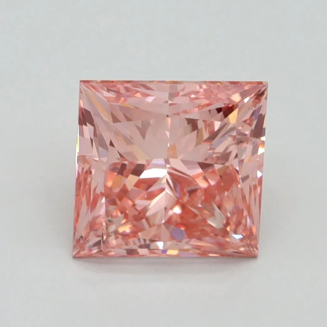 3.17ct PRINCESS Fancy Vivid Pink SI2 Coloured Lab diamond