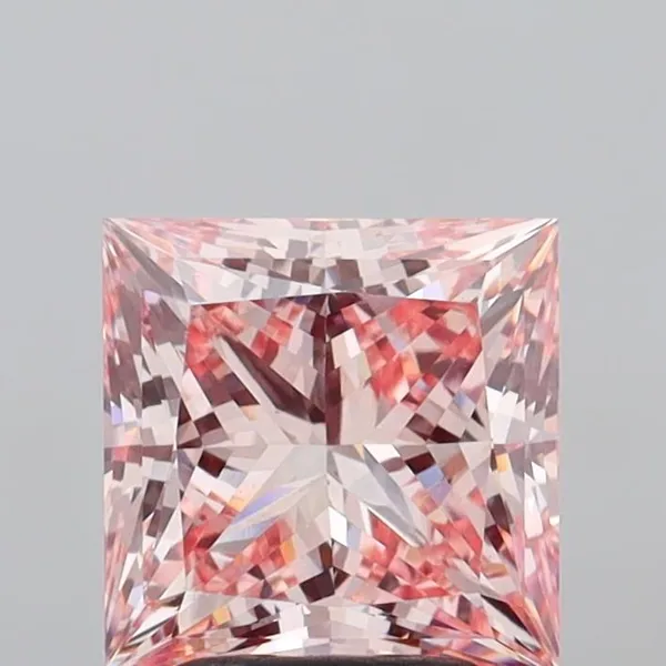 2.98ct PRINCESS Fancy Intense Pink VS1 Coloured Lab diamond