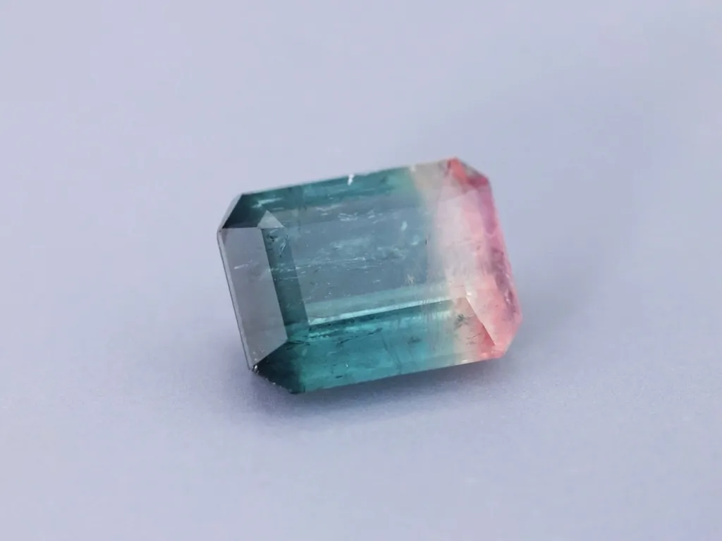 7.35ct Parti Tourmaline, Emerald Cut gemstone