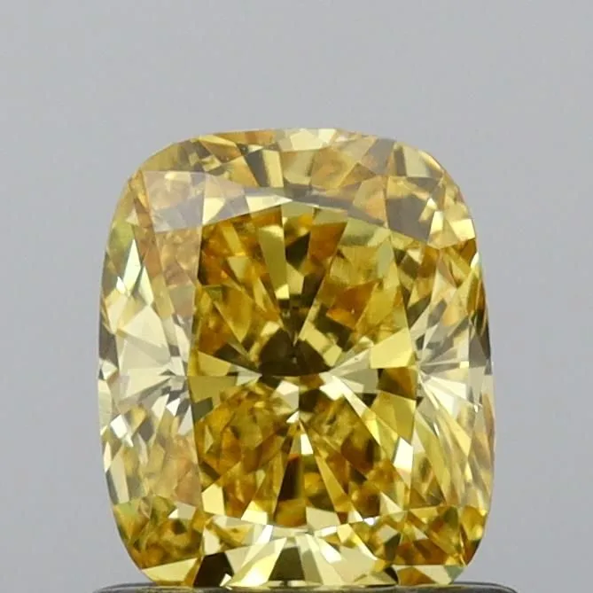 0.81ct CUSHION Fancy Vivid Yellow VS1 Coloured Lab diamond