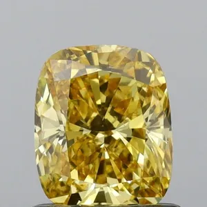 0.81ct CUSHION Fancy Vivid Yellow VS1 Coloured Lab diamond