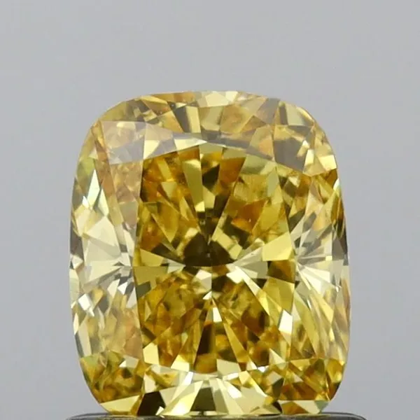 0.81ct CUSHION Fancy Vivid Yellow VS1 Coloured Lab diamond