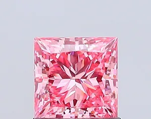 1.09ct PRINCESS Fancy Vivid Pink VVS2 Coloured Lab diamond