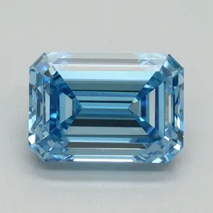 1.11ct EMERALD Fancy Vivid Blue VS1 Coloured Lab diamond