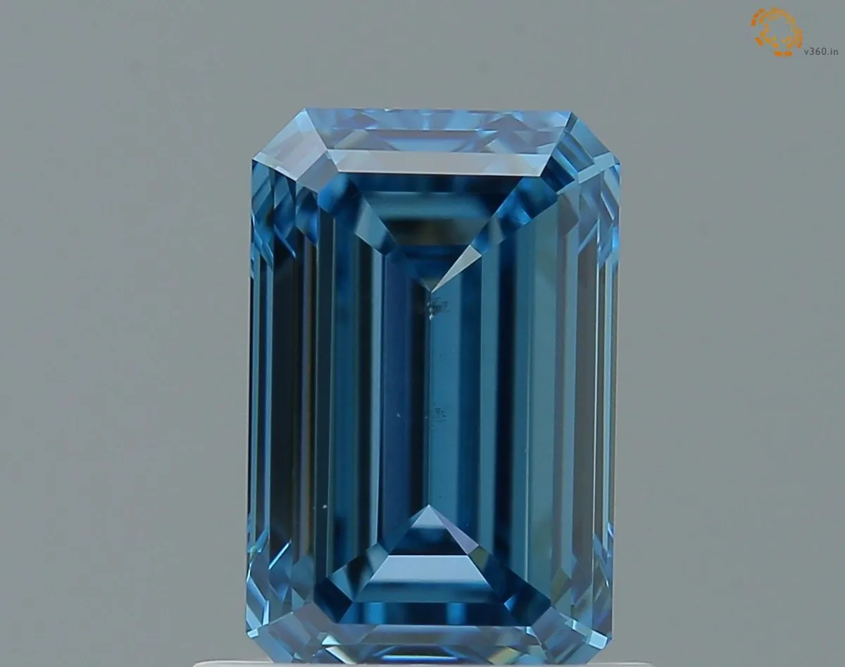 1.01ct EMERALD Fancy Vivid Blue VS1 Coloured Lab diamond