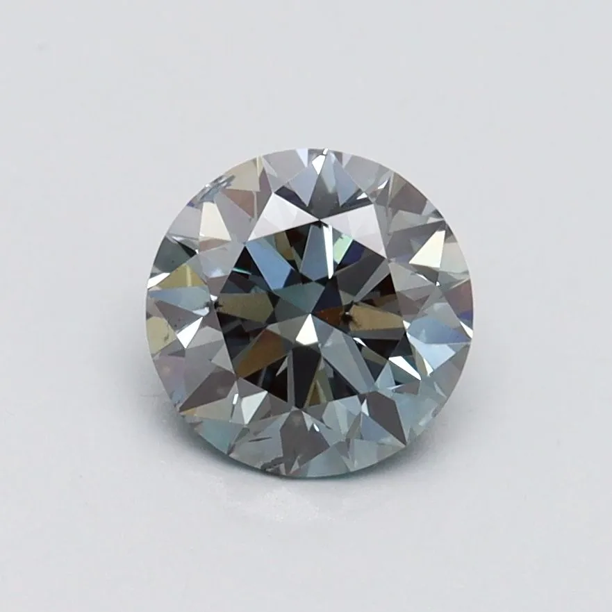 0.97ct ROUND Fancy Intense Greenish Blue SI1 Coloured Lab diamond