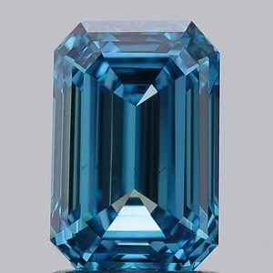 1.5ct EMERALD Fancy Vivid Blue VS1 Coloured Lab diamond