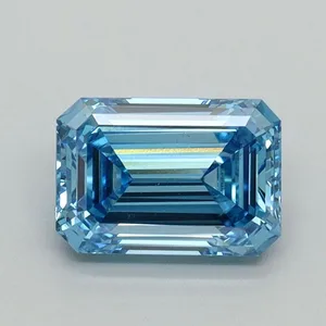 1.08ct EMERALD Fancy Vivid Blue VS1 Coloured Lab diamond
