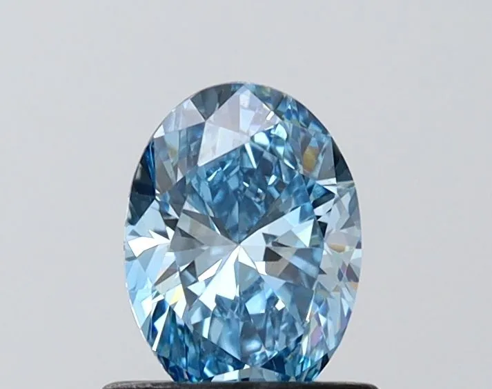 0.74ct OVAL Fancy Vivid Blue VS1 Coloured Lab diamond