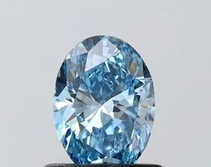 0.74ct OVAL Fancy Vivid Blue VS1 Coloured Lab diamond