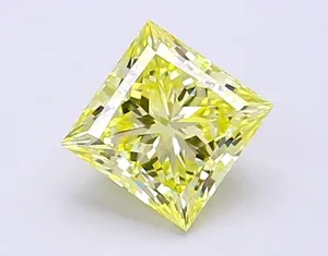 1.02ct PRINCESS Fancy Intense Yellow VVS2 Coloured Lab diamond