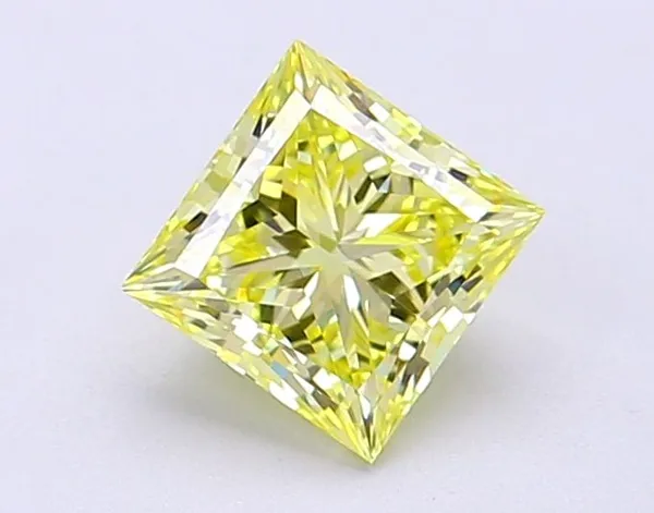 1.02ct PRINCESS Fancy Intense Yellow VVS2 Coloured Lab diamond