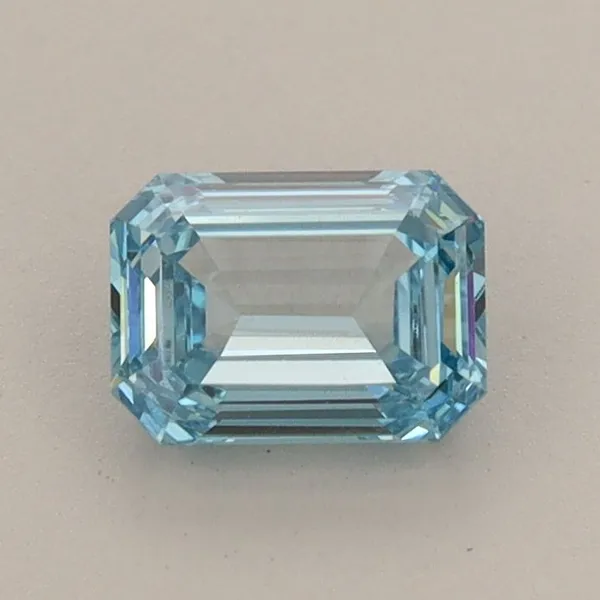 0.77ct EMERALD Fancy Vivid Blue VS1 Coloured Lab diamond
