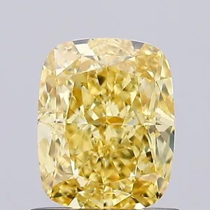 1.03ct CUSHION Fancy Vivid Yellow VS1 Coloured Lab diamond