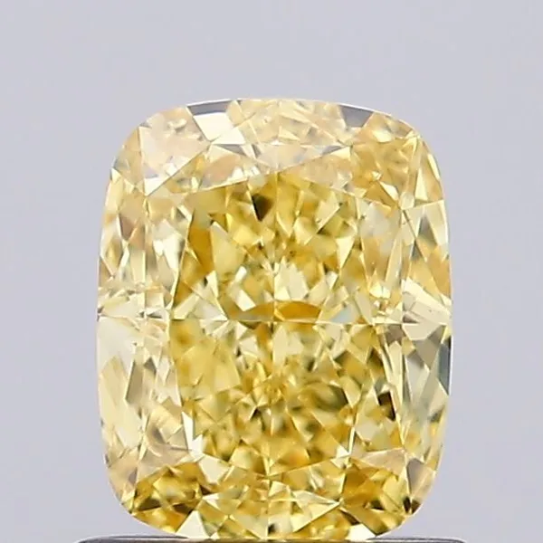 1.03ct CUSHION Fancy Vivid Yellow VS1 Coloured Lab diamond