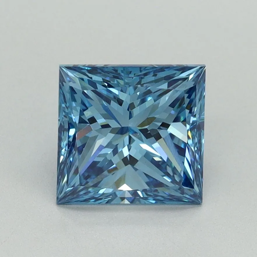 1.69ct PRINCESS Fancy Vivid Blue VVS2 Coloured Lab diamond