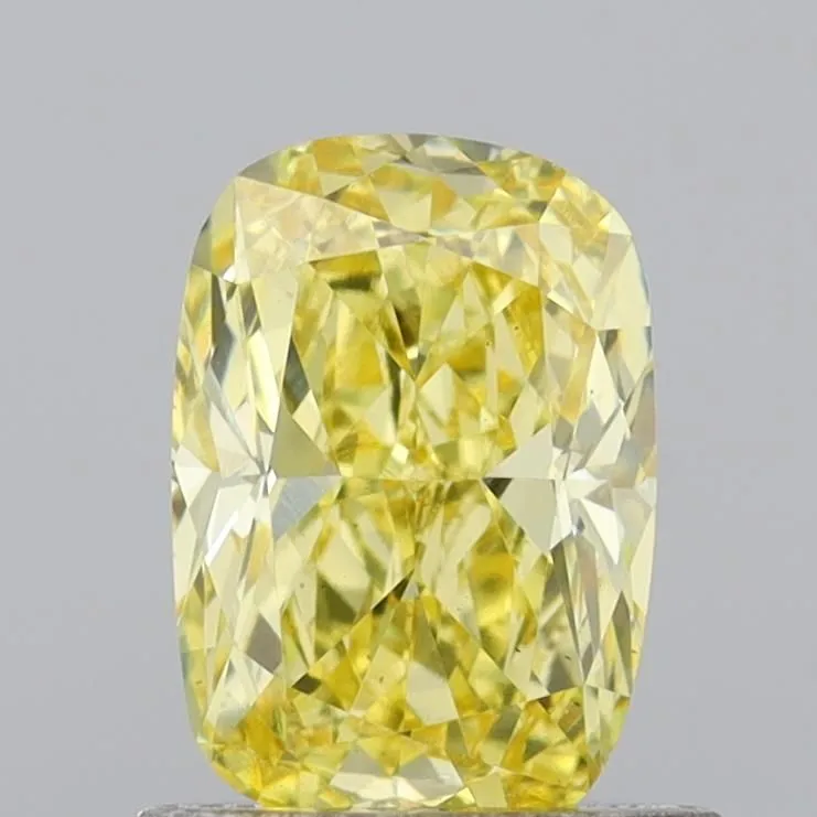 0.74ct CUSHION Fancy Intense Yellow VS2 Coloured Lab diamond