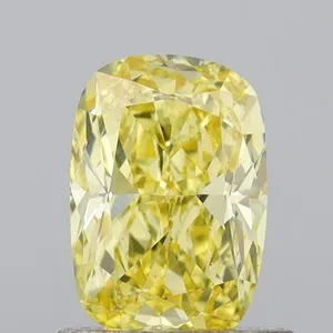 0.74ct CUSHION Fancy Intense Yellow VS2 Coloured Lab diamond