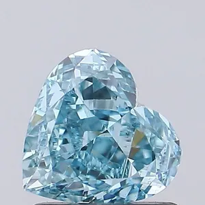 1.1ct HEART Fancy Intense Greenish Blue VS1 Coloured Lab diamond