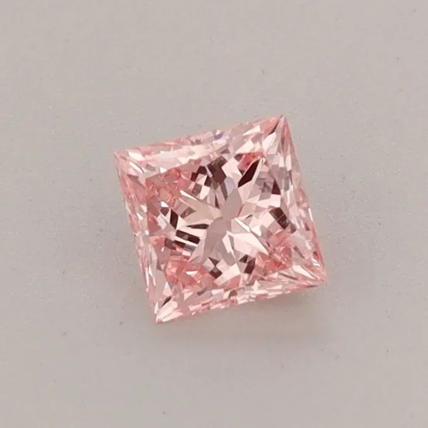 0.38ct PRINCESS Fancy Vivid Pink VS1 Coloured Lab diamond