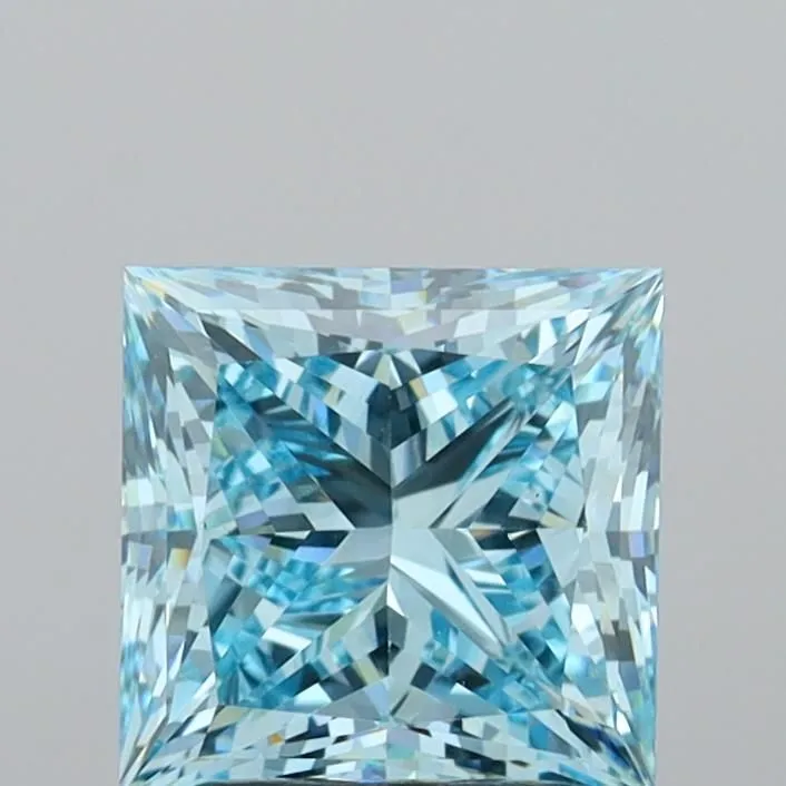 2.93ct PRINCESS Fancy Vivid Blue VVS2 Coloured Lab diamond