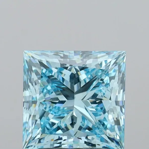 2.93ct PRINCESS Fancy Vivid Blue VVS2 Coloured Lab diamond