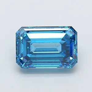 1.7ct EMERALD Fancy Vivid Blue VS2 Coloured Lab diamond