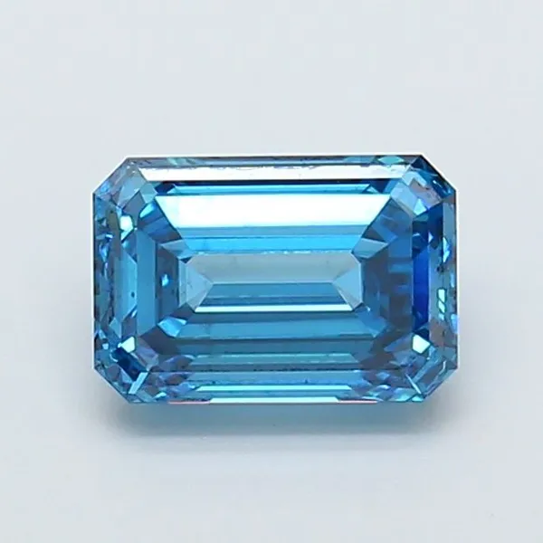 1.7ct EMERALD Fancy Vivid Blue VS2 Coloured Lab diamond