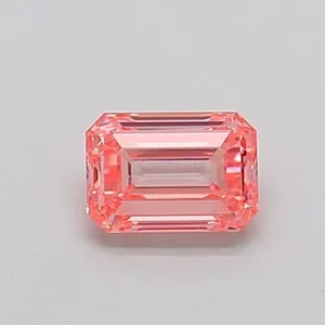 0.4ct EMERALD Fancy Vivid Pink VS1 Coloured Lab diamond