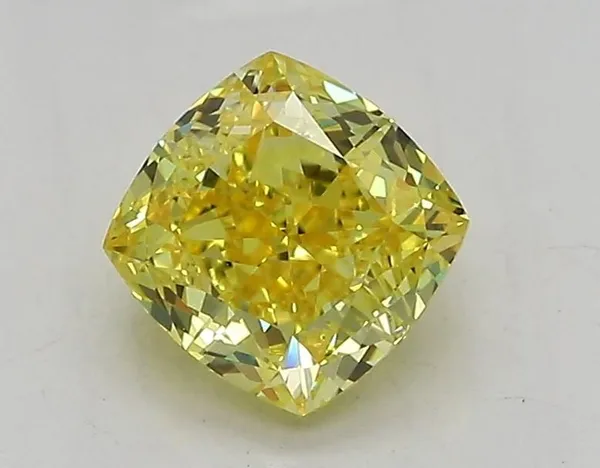 1.08ct CUSHION Fancy Yellow VVS2 Coloured Lab diamond