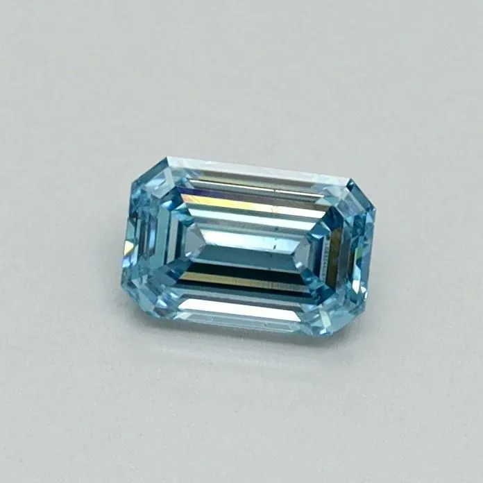 0.31ct EMERALD Fancy Vivid Blue VS2 Coloured Lab diamond