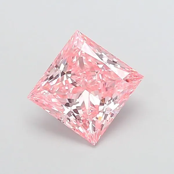 3.19ct PRINCESS Fancy Vivid Pink VS1 Coloured Lab diamond