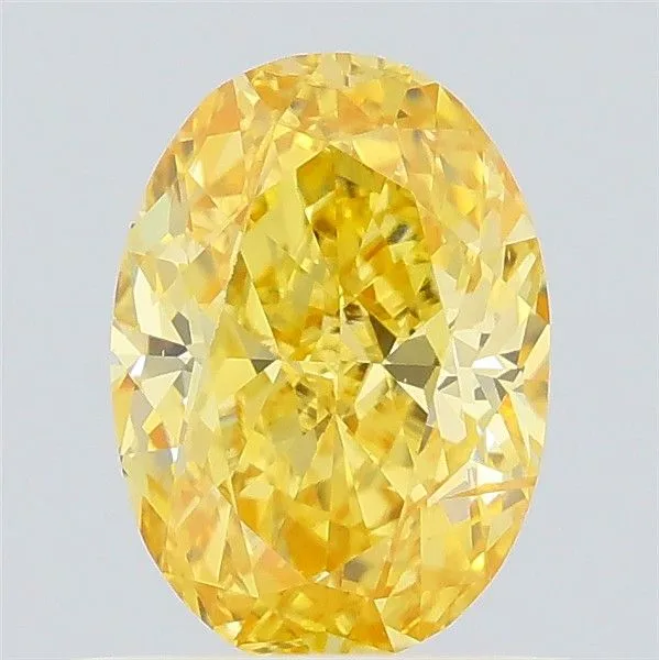 0.87ct OVAL Fancy Intense Yellow SI2 Coloured Lab diamond