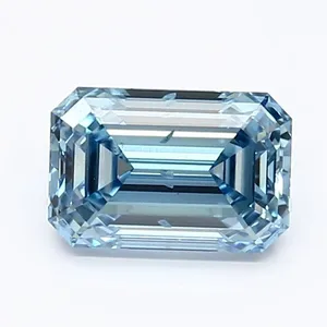 1ct EMERALD Fancy Vivid Blue SI1 Coloured Lab diamond