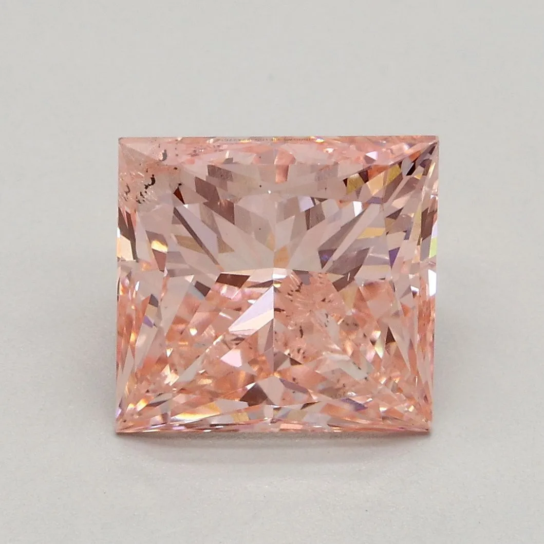2.54ct PRINCESS Fancy Intense Pink SI2 Coloured Lab diamond