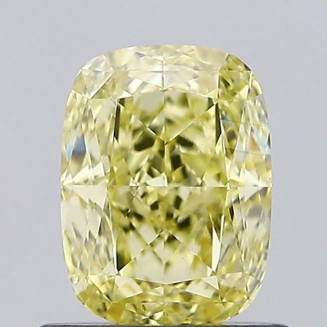0.83ct CUSHION Fancy Intense Yellow VS2 Coloured Lab diamond