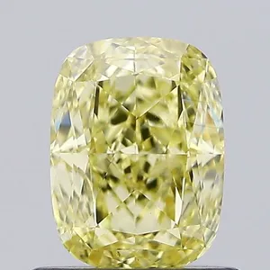 0.83ct CUSHION Fancy Intense Yellow VS2 Coloured Lab diamond