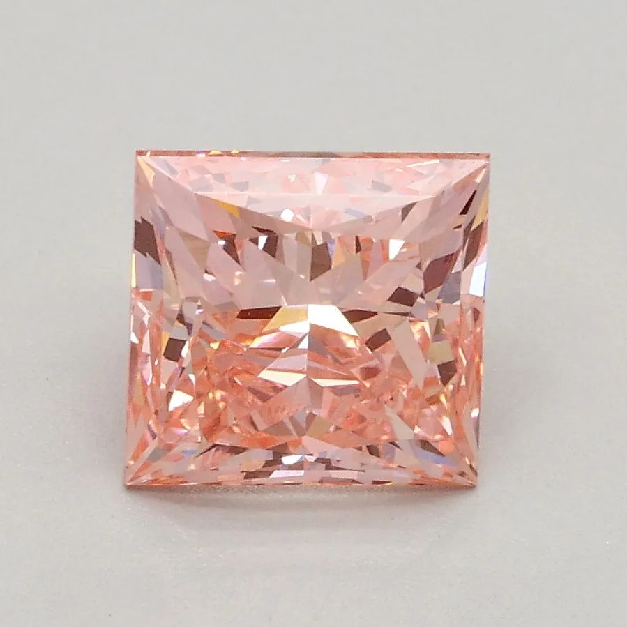 1.59ct PRINCESS Fancy Intense Pink SI1 Coloured Lab diamond