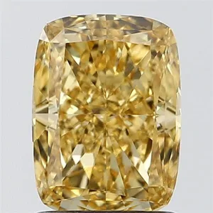 1.39ct CUSHION Fancy Vivid Yellow VVS2 Coloured Lab diamond
