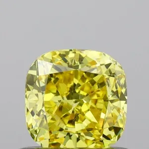 0.63ct CUSHION Fancy Vivid Yellow SI2 Coloured Lab diamond
