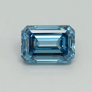 1.01ct EMERALD Fancy Vivid Blue VVS2 Coloured Lab diamond