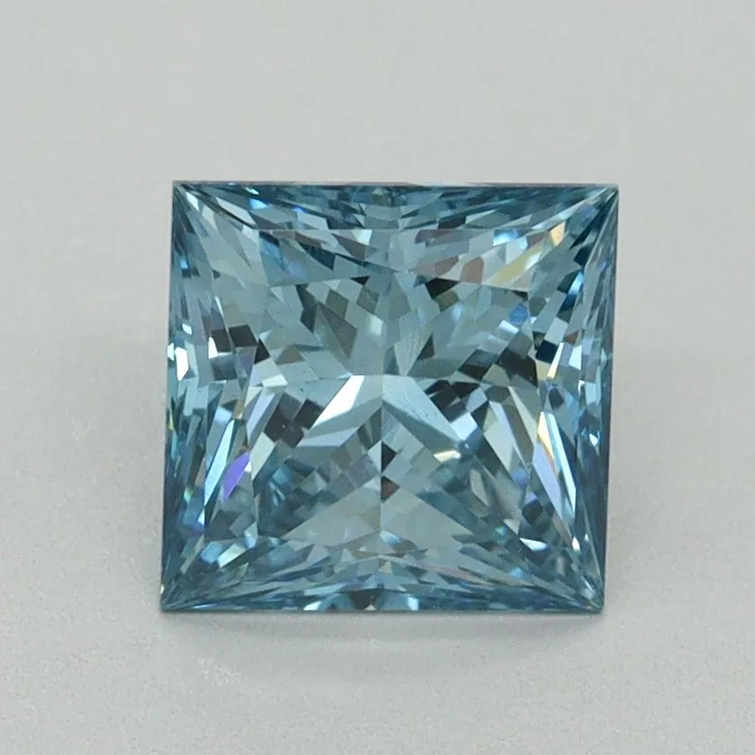 1.58ct PRINCESS Fancy Vivid Blue VS1 Coloured Lab diamond