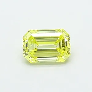 0.5ct EMERALD Fancy Intense Yellow VVS2 Coloured Lab diamond