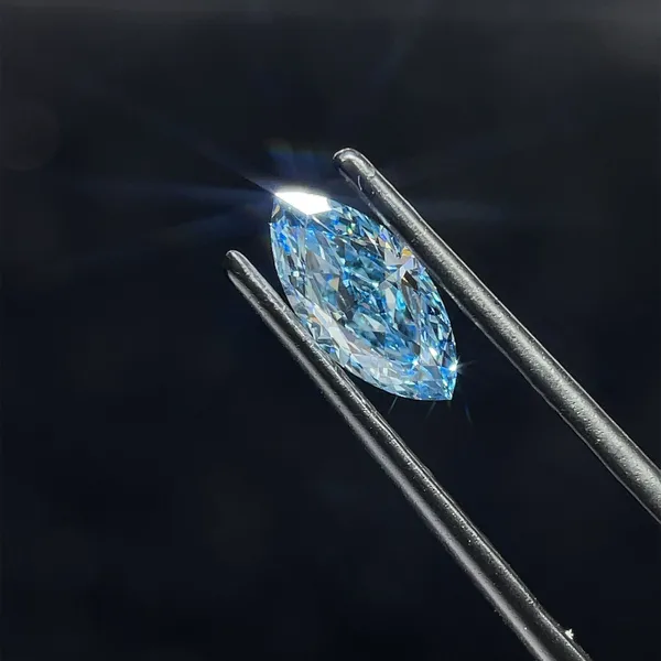 1.09ct MARQUISE Fancy Vivid Blue VVS2 Coloured Lab diamond