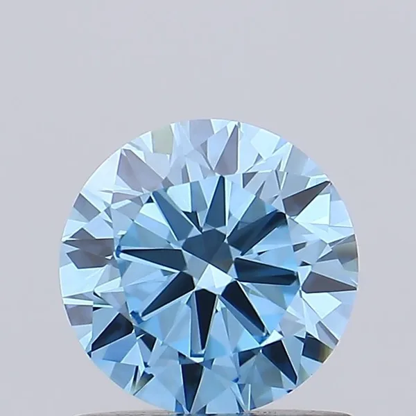 0.89ct ROUND Fancy Vivid Blue VVS2 Coloured Lab diamond