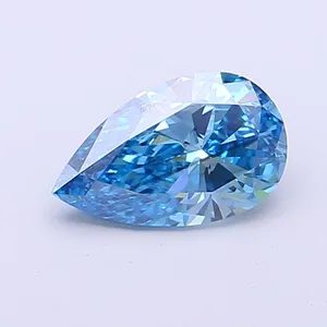 0.93ct PEAR Fancy Vivid Blue VS2 Coloured Lab diamond