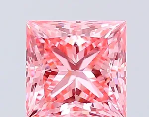 1.51ct PRINCESS Fancy Vivid Pink VS2 Coloured Lab diamond