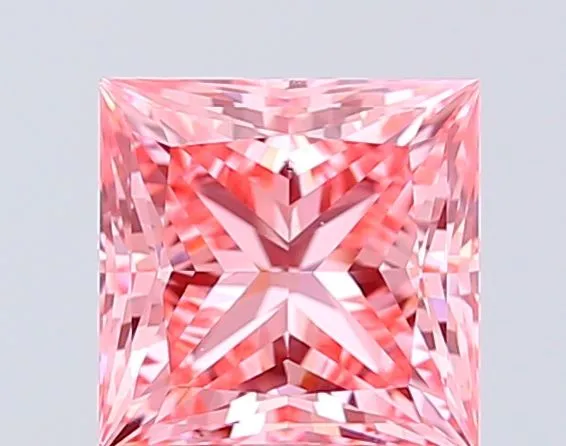 1.51ct PRINCESS Fancy Vivid Pink VS2 Coloured Lab diamond
