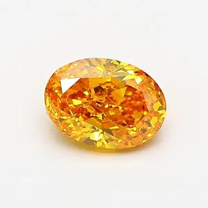 0.71ct OVAL Fancy Vivid Orangey Yellow VS1 Coloured Lab diamond