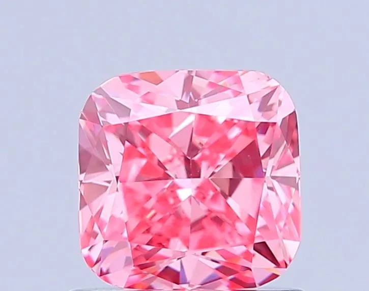 0.99ct CUSHION Fancy Vivid Pink VVS2 Coloured Lab diamond
